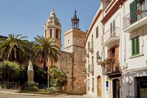The church of Sant Bartomeu above the sea in Sitges