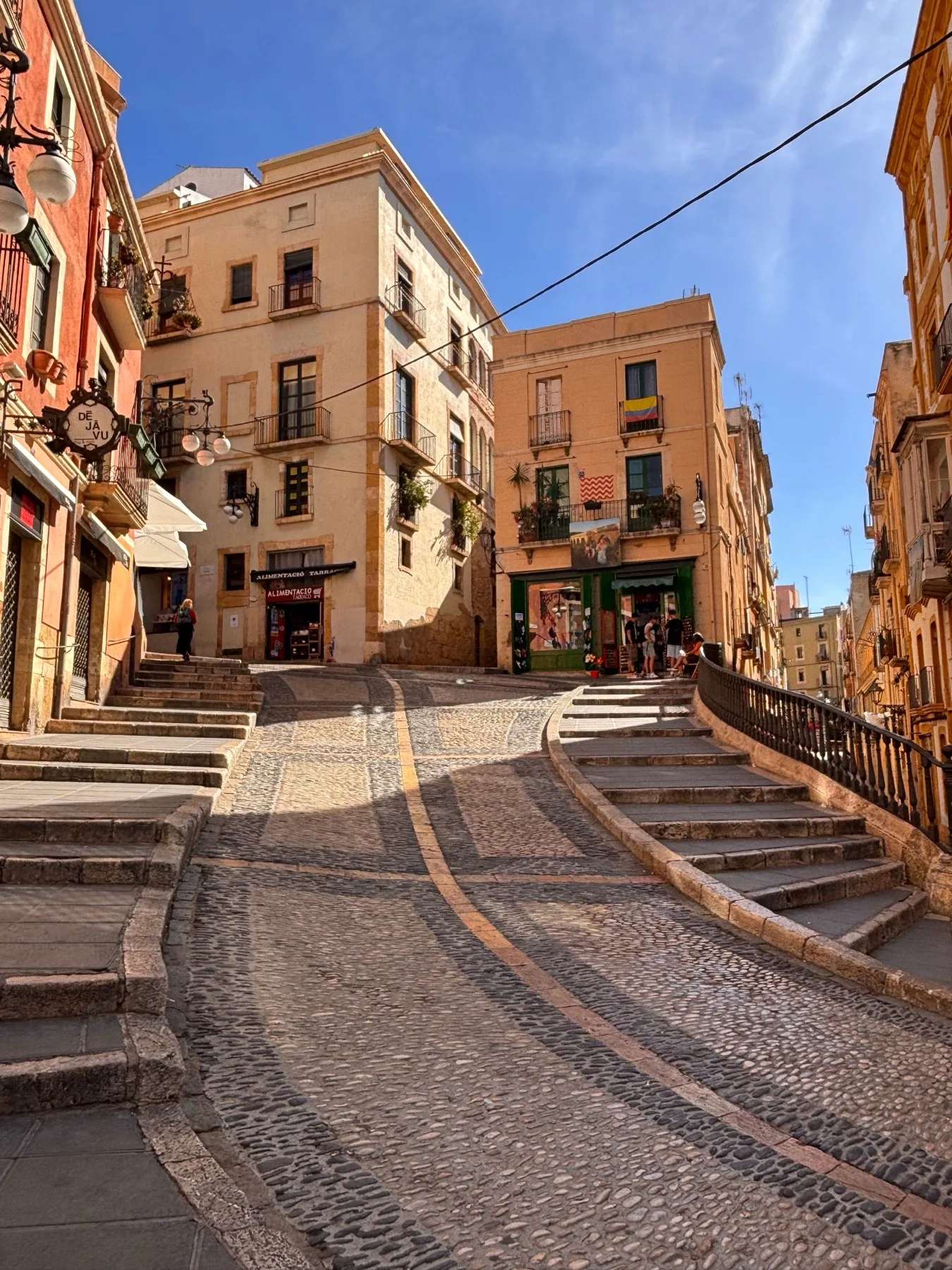 Old-town cobblestone street in Tarragona